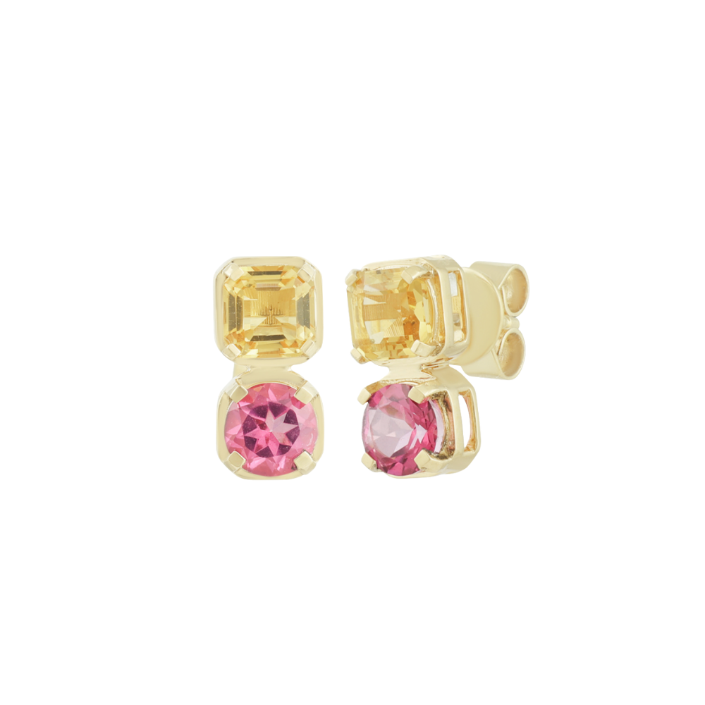 Citrine and Pink Topaz Studs