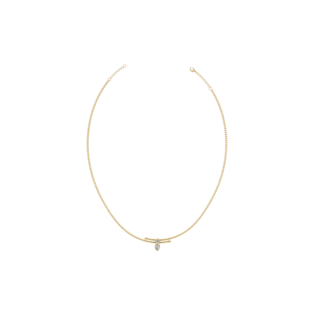 Bezel Diamond Crossover Choker