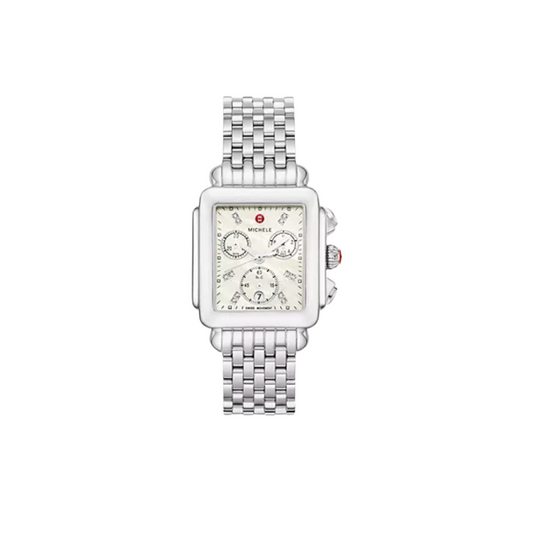 Estate Michele Deco Diamond Stainless Steel Watch