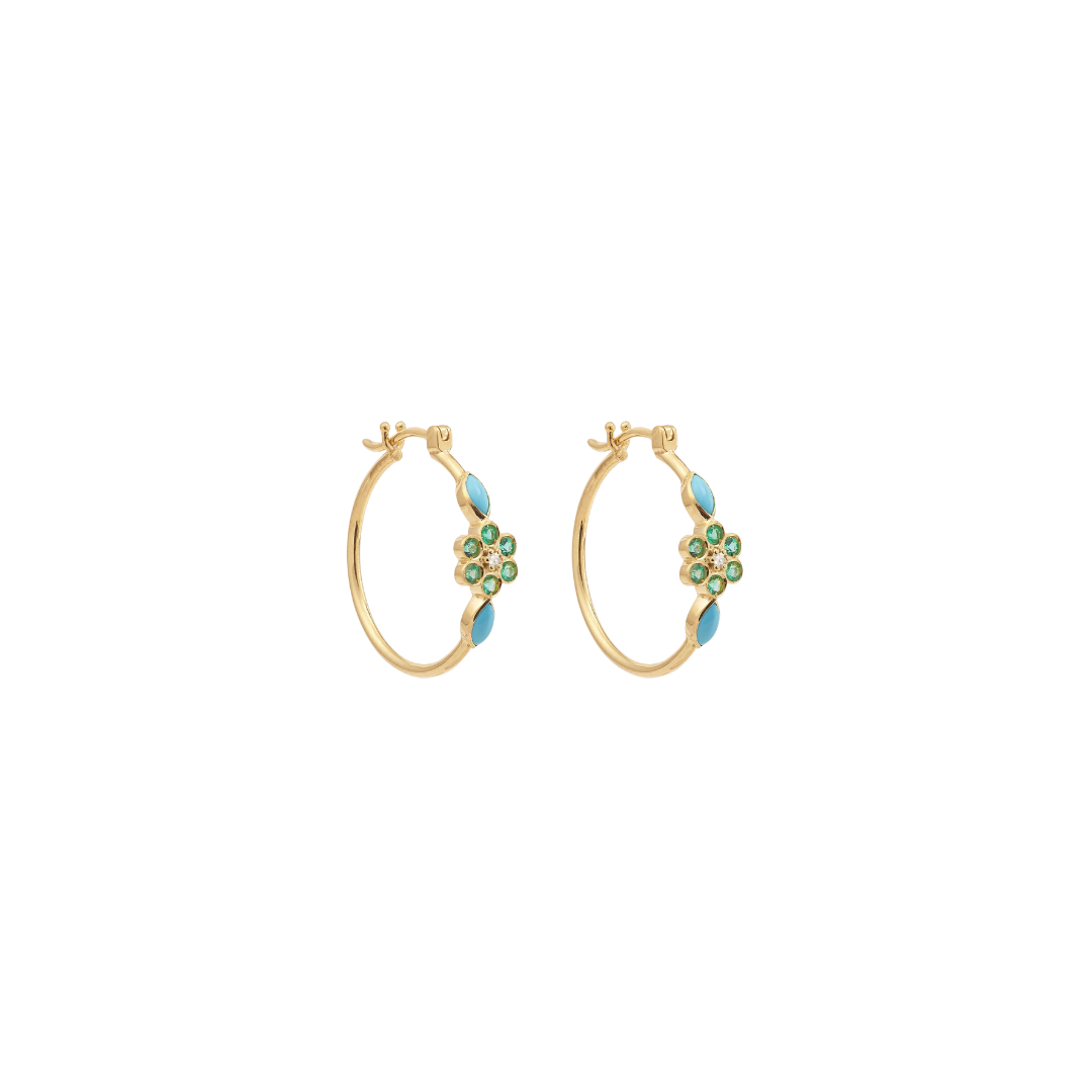 Sophie d'Agon- Miniflower Earrings 3 Turquoise
