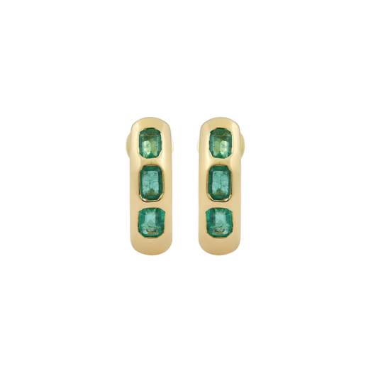 Emerald Half Hoop Earrings – Henri Noël
