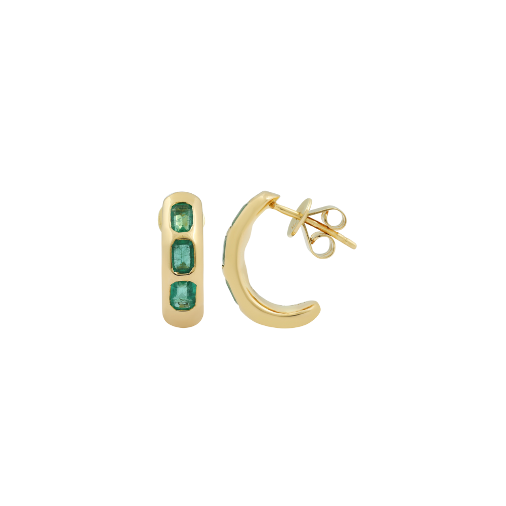 Emerald Half Hoop Earrings – Henri Noël