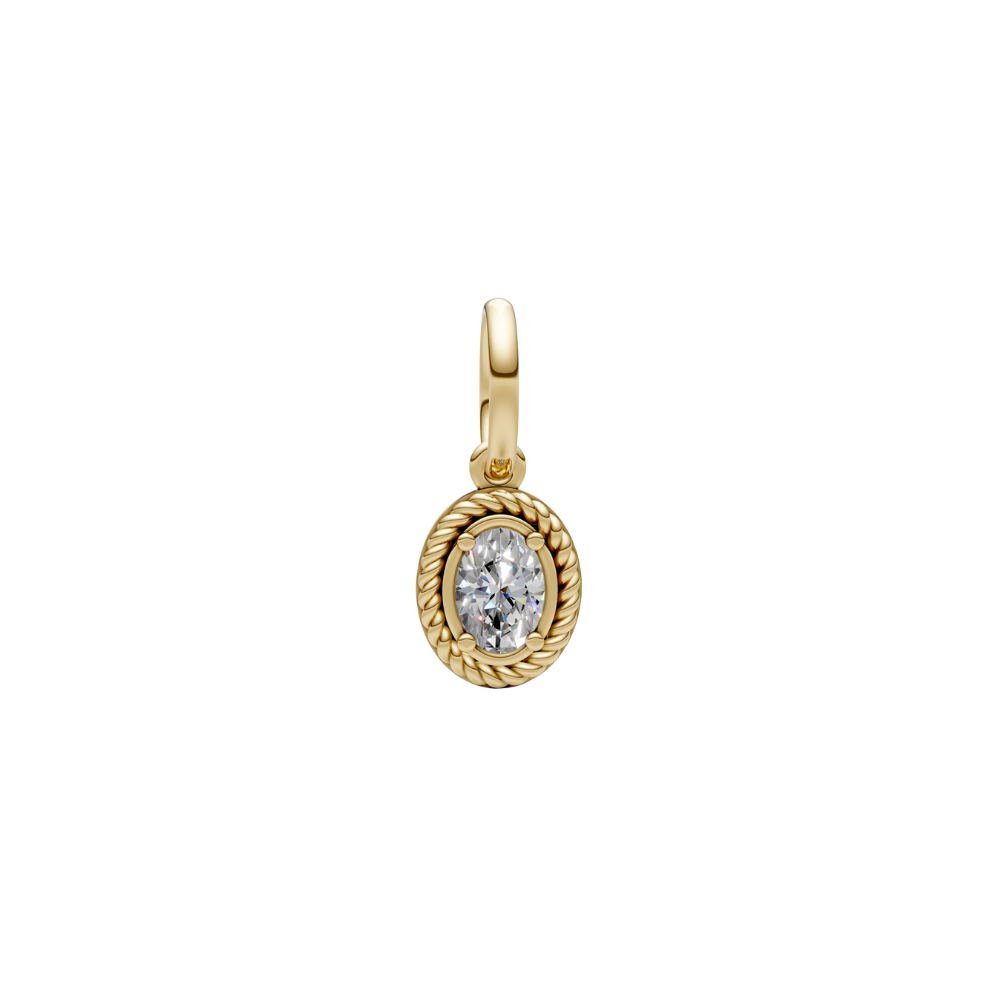 Rope Bezel Oval Diamond Charm