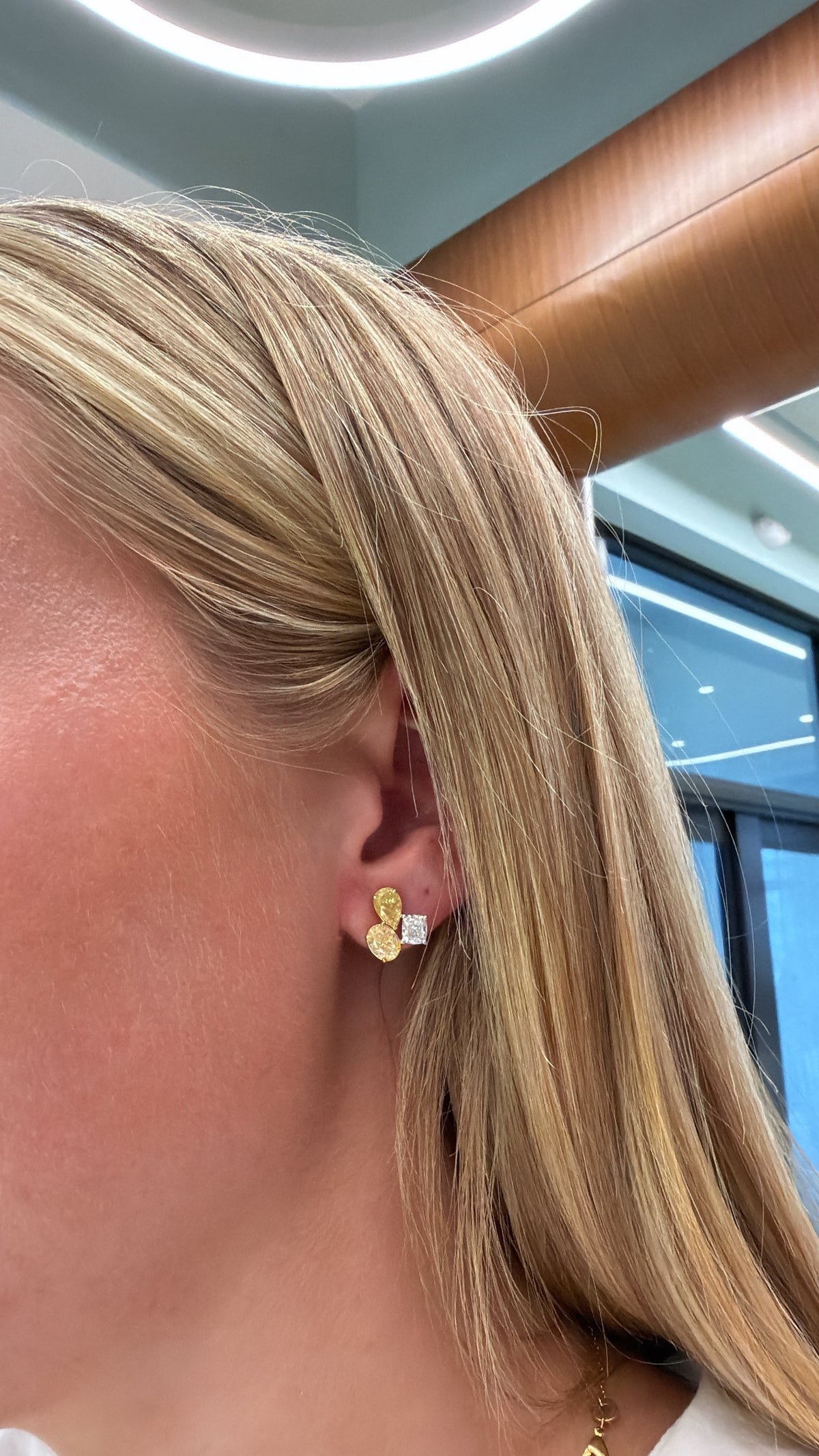 Yellow and White Diamond Studs – Henri Noël