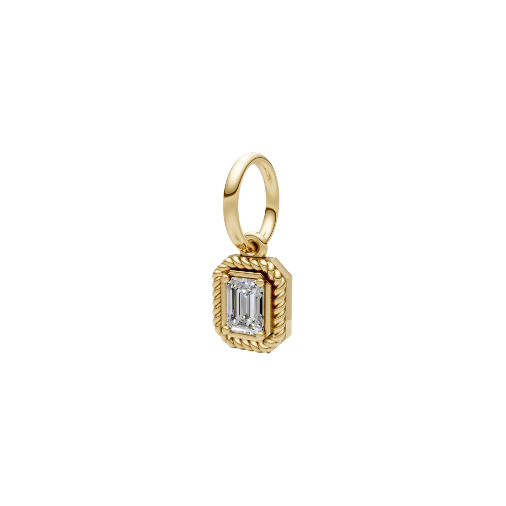Rope Bezel Emerald-Cut Diamond Charm