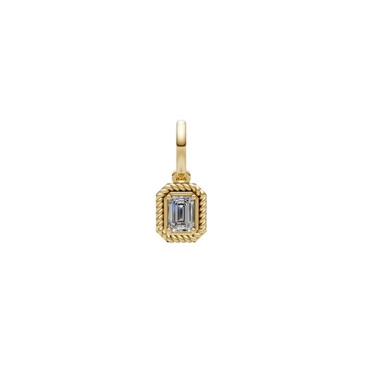 Rope Bezel Emerald-Cut Diamond Charm