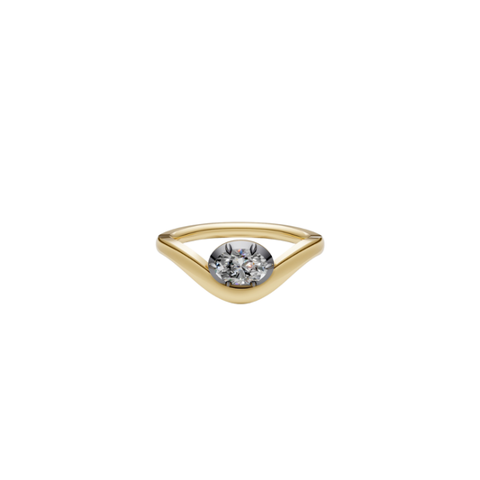 Black Rhodium Bezel Curve Ring