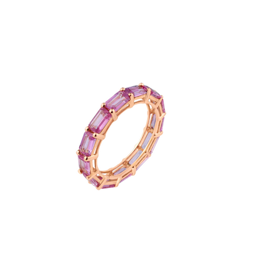 Baguette Pink Sapphire Eternity Band