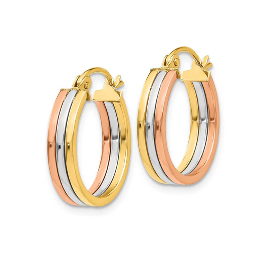 Tri Color Gold Hoops