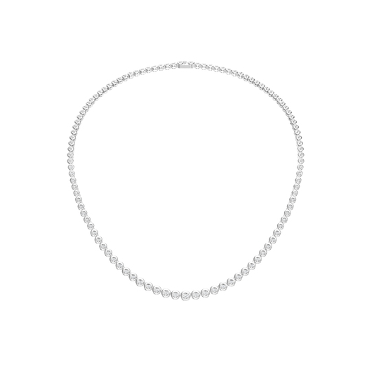 Graduated Bezel Diamond Tennis Necklace