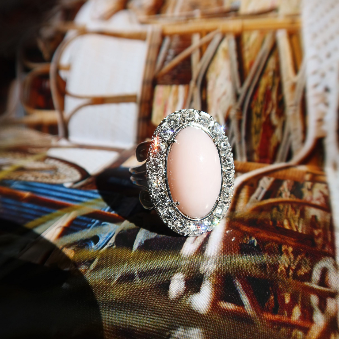 antique opal and diamond cocktail ring