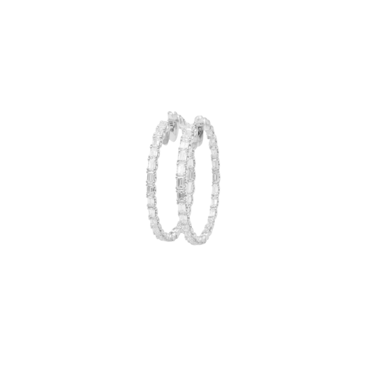 Emerald Cut Diamond Hoops