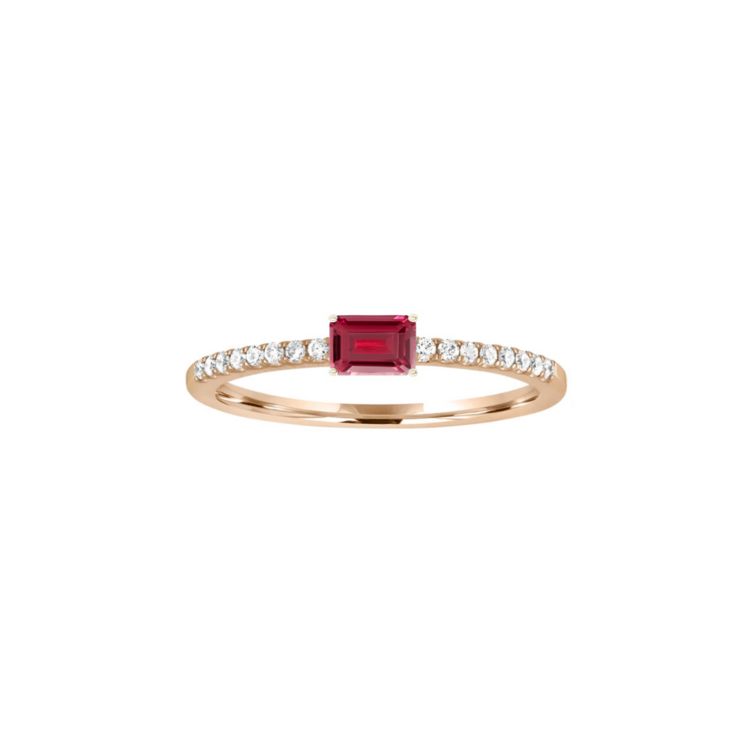 Gemstone and Diamond Baguette Ring