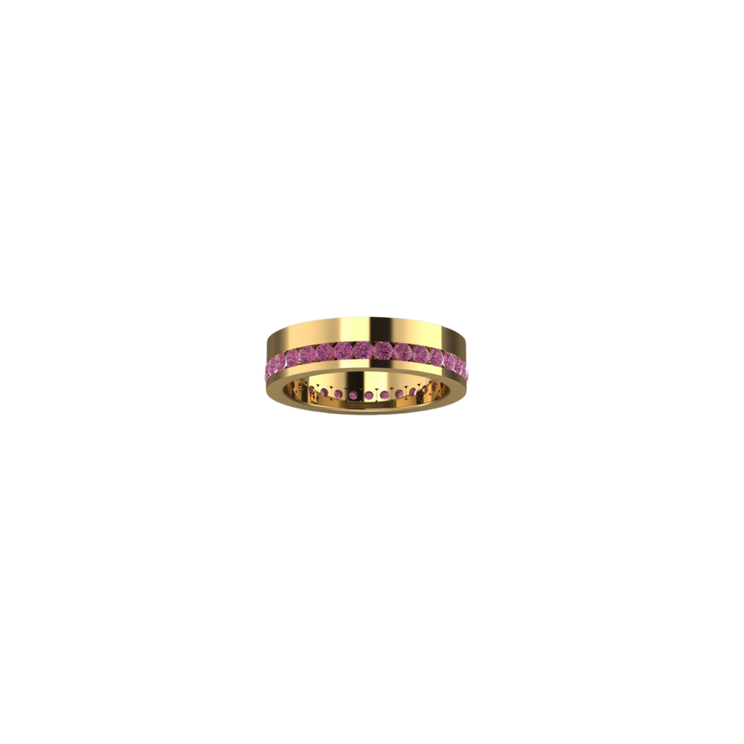Thick Gemstone Channel Set Ring