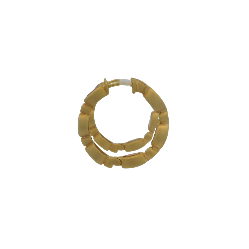 Brushed Gold Pink and Green Sapphire Hoops – Henri Noël