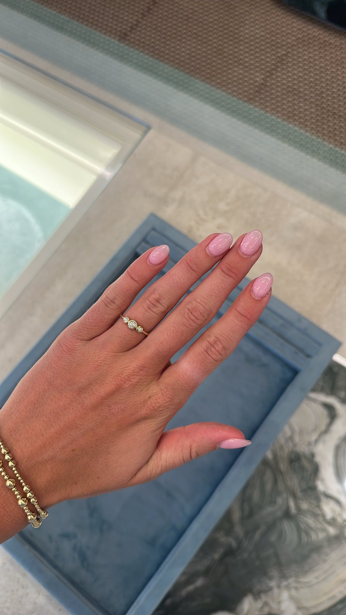 Three Diamond Bezel Stacking Ring – Henri Noël