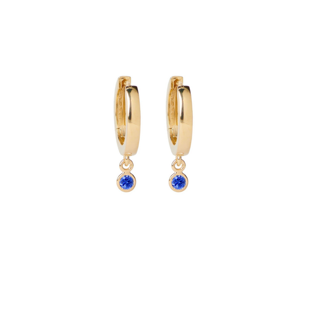 Gemstone Bezel Drop Hoop Earrings