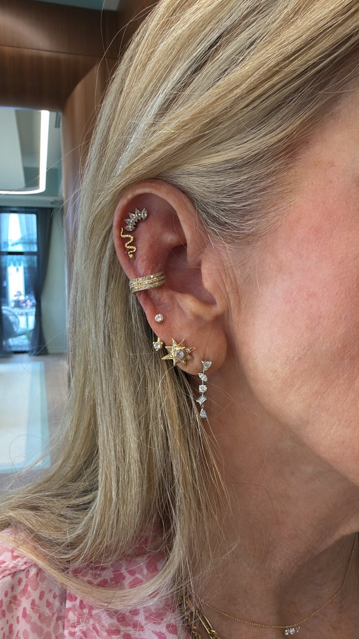 Three Row Diamond Ear Cuff