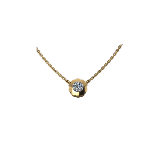 Scalloped Bezel Diamond Necklace