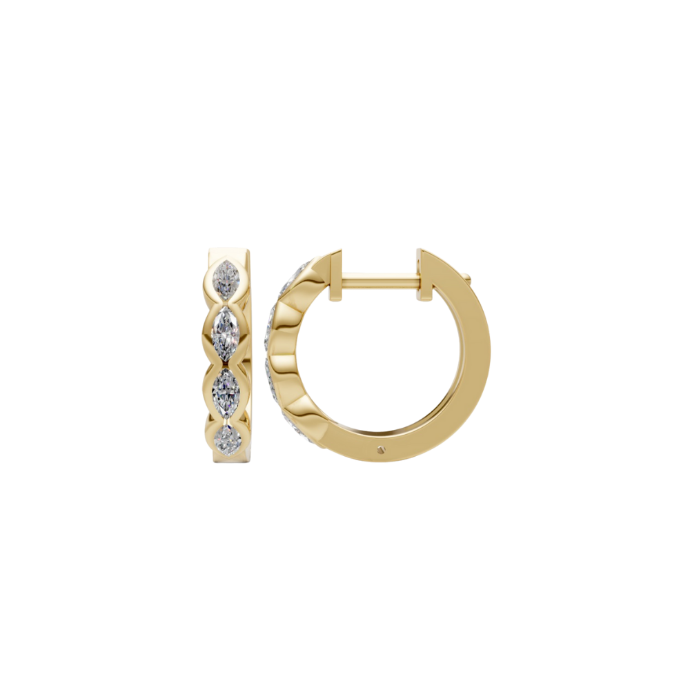 Half Bezel Marquise Diamond Hoops – Henri Noël