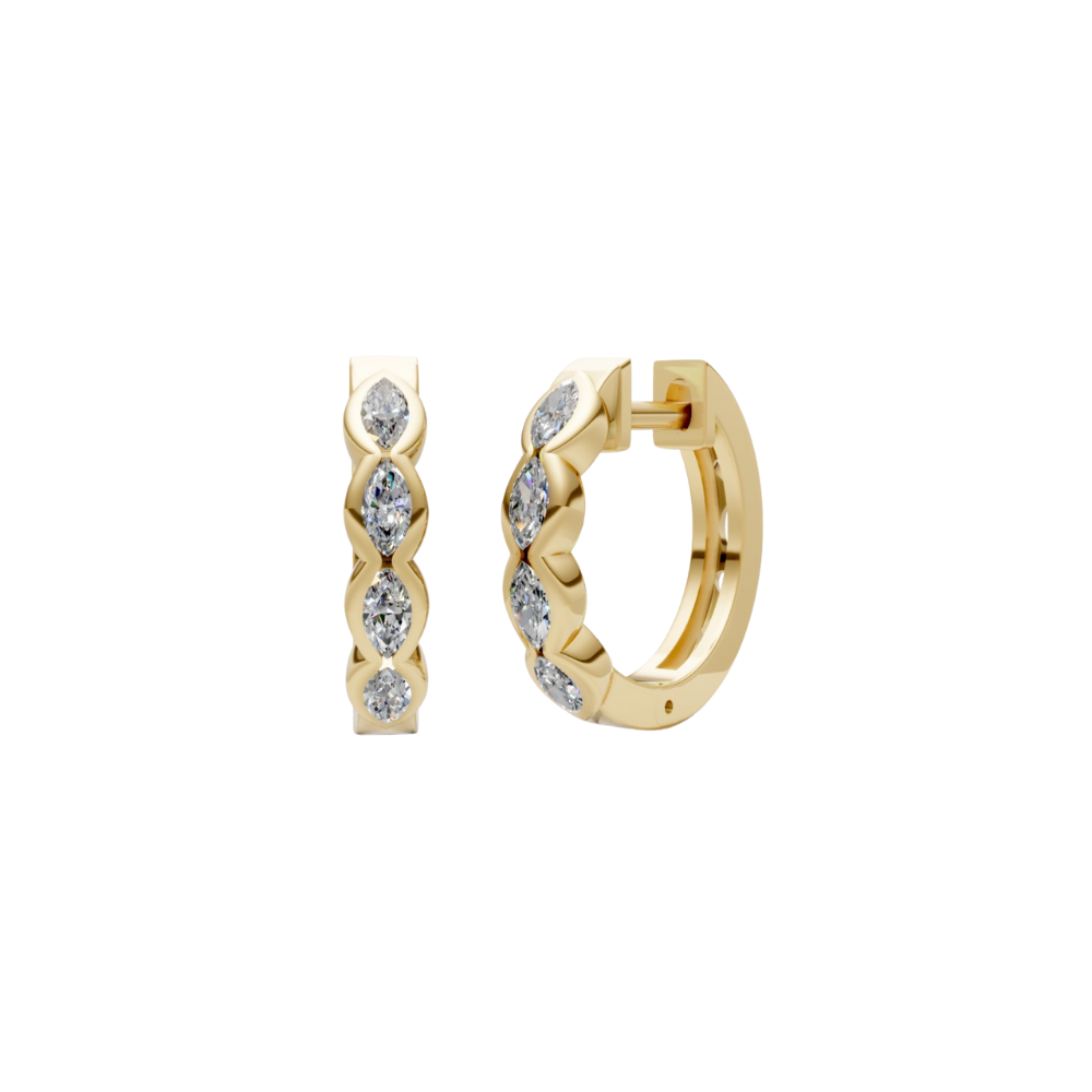 Half Bezel Marquise Diamond Hoops – Henri Noël
