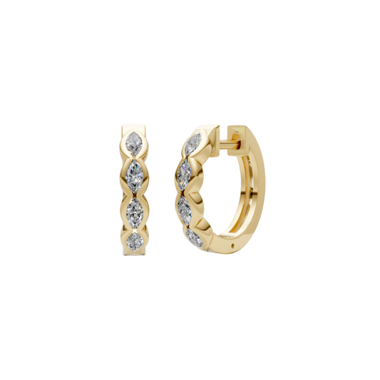 Half Bezel Marquise Diamond Hoops – Henri Noël