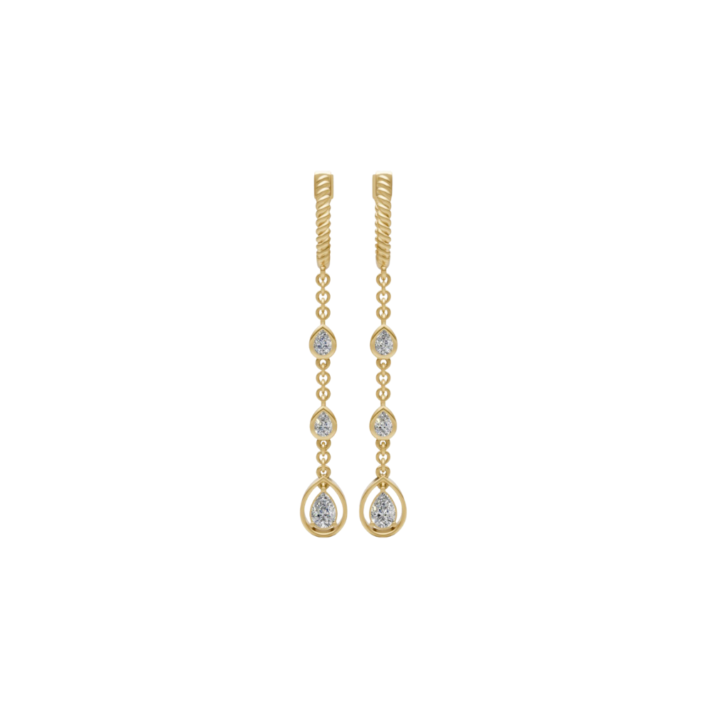 Triple Pear Bezel Diamond Drop Huggies – Henri Noël