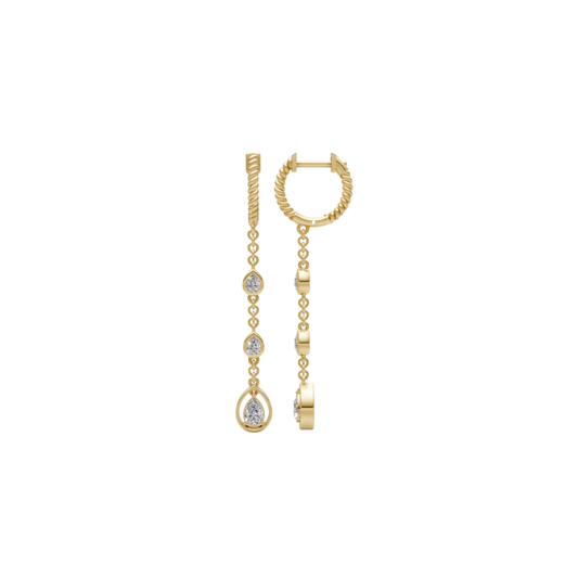 Triple Pear Bezel Diamond Drop Huggies – Henri Noël