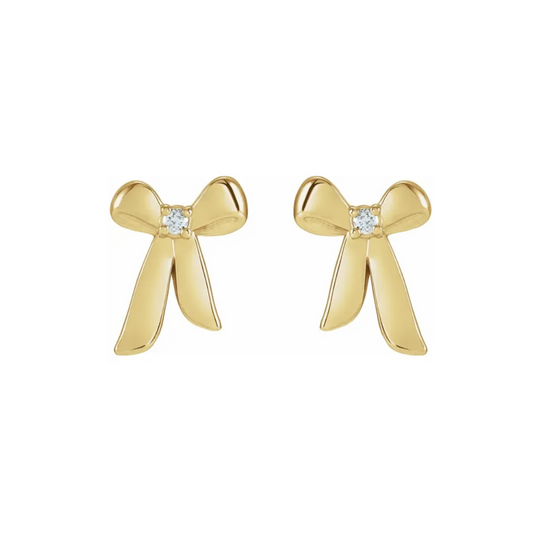 Gold and Diamond Bow Earrings