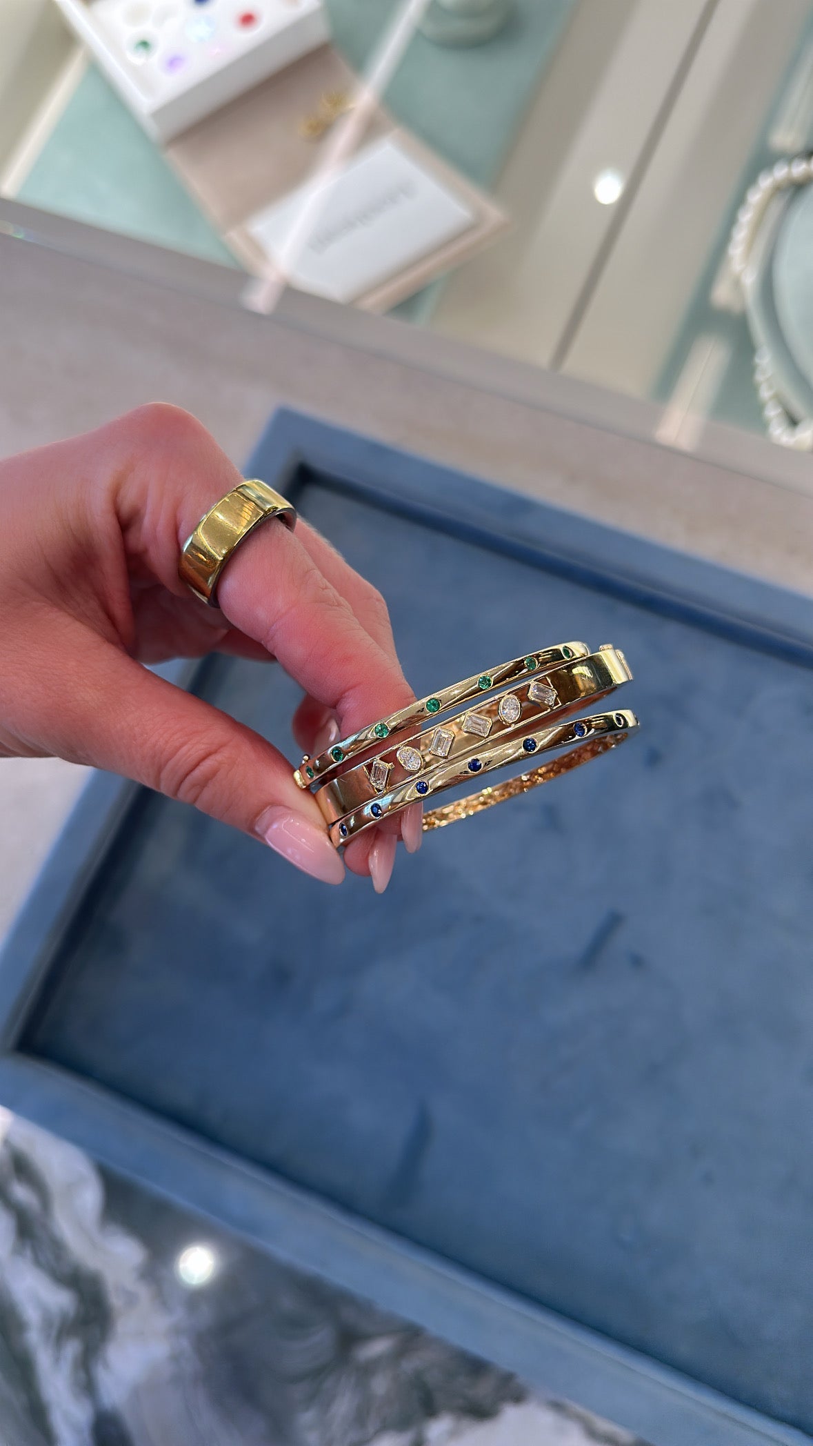 Blue Sapphire Flush Set Bangle