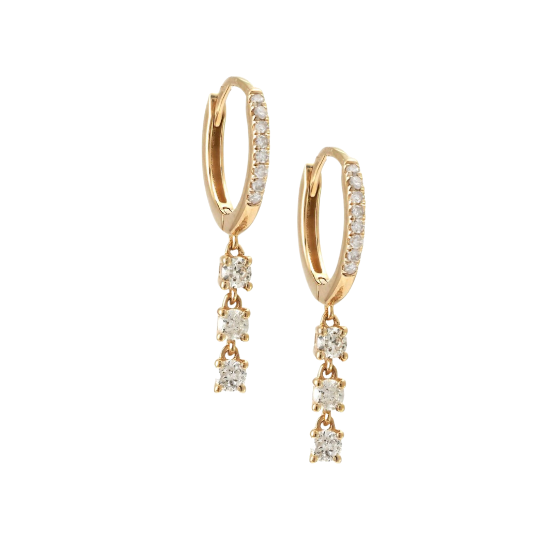 Mini Hoop Earrings with Diamond Drop