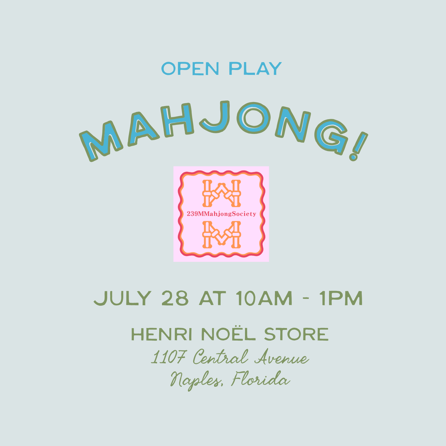 Open Play Mahjong - July 28 – Henri Noël