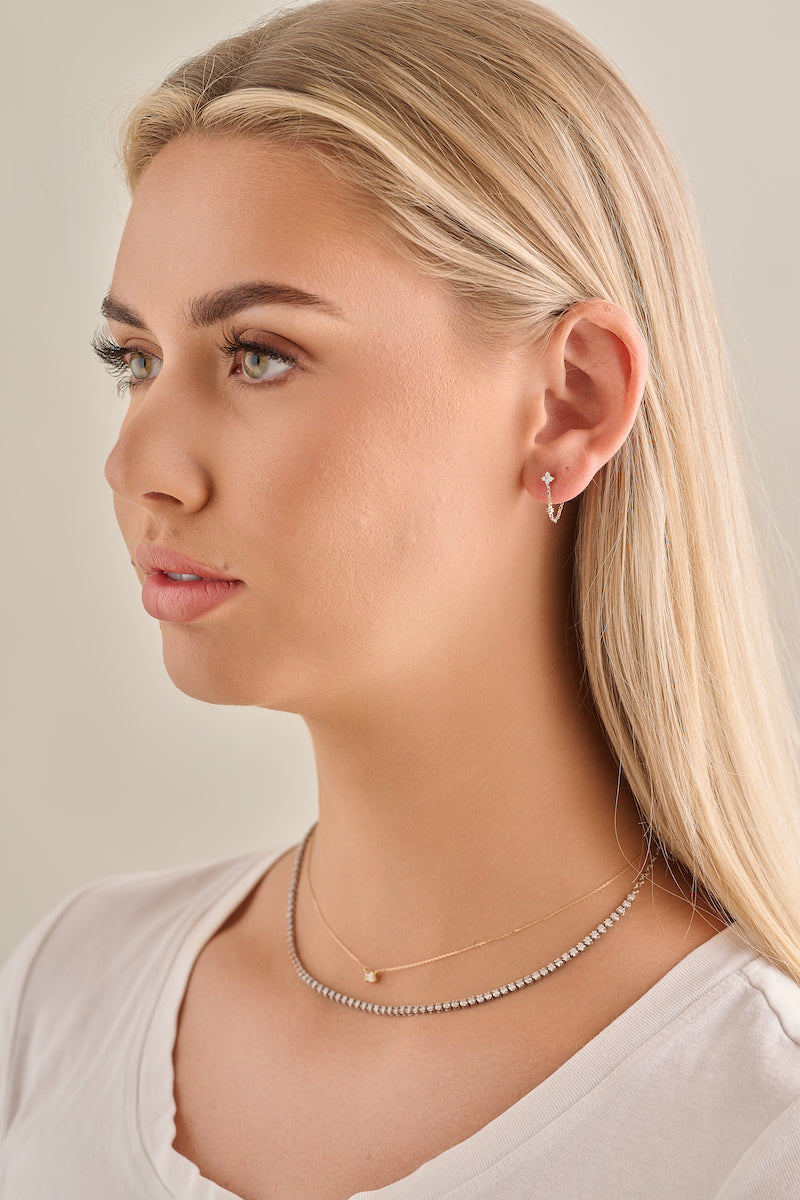 4 Diamond Studs with Chain Drop – Henri Noël