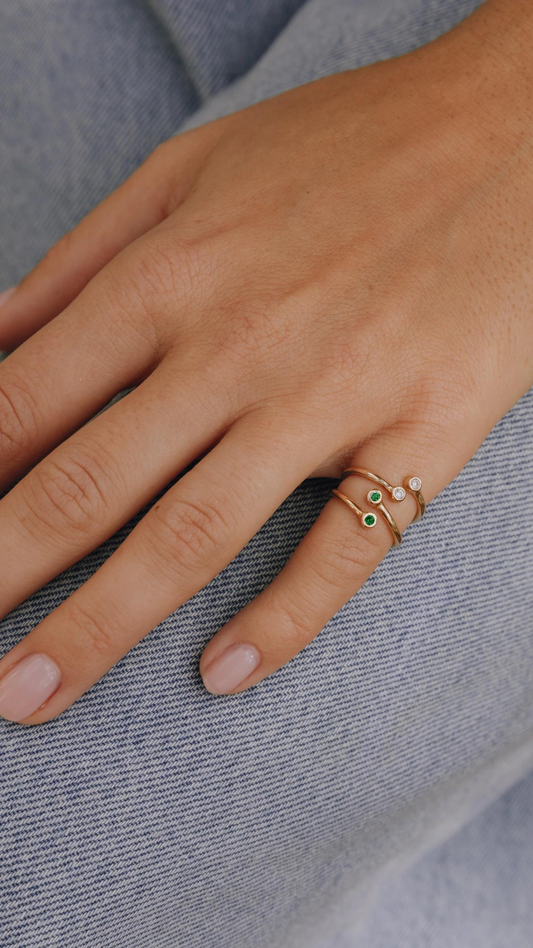 Twin Gemstone Pinky Ring