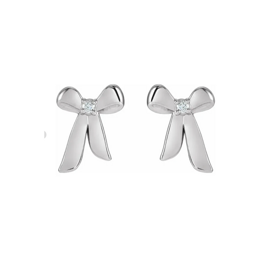 Gold and Diamond Bow Earrings