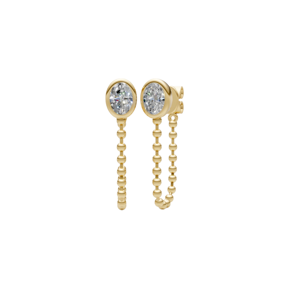 Bezel Oval Diamond Chain Drop – Henri Noël
