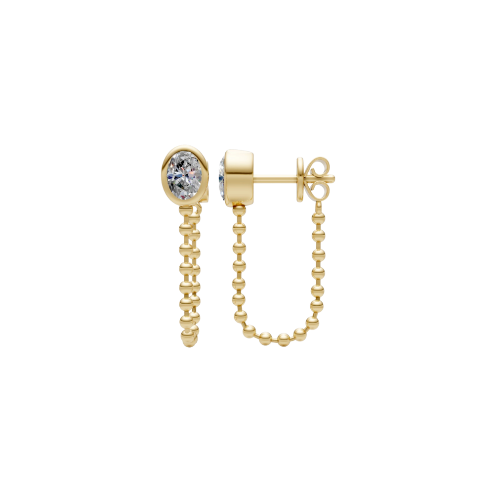 Bezel Oval Diamond Chain Drop – Henri Noël