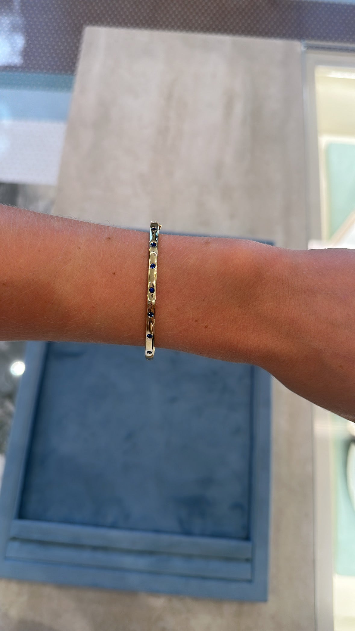 Blue Sapphire Flush Set Bangle