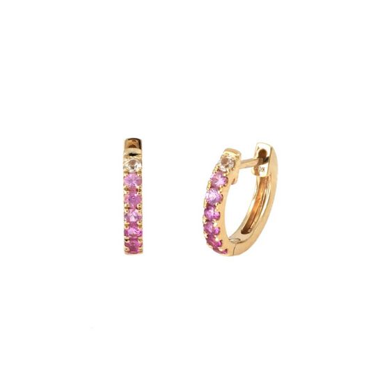 Ombre Pink Sapphire Mini Hoops