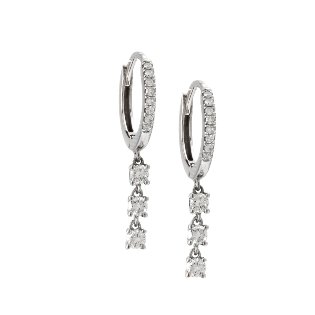 Mini Hoop Earrings with Diamond Drop