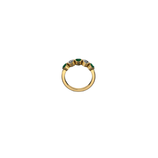 Bezel Emerald and Diamond Heart Ring