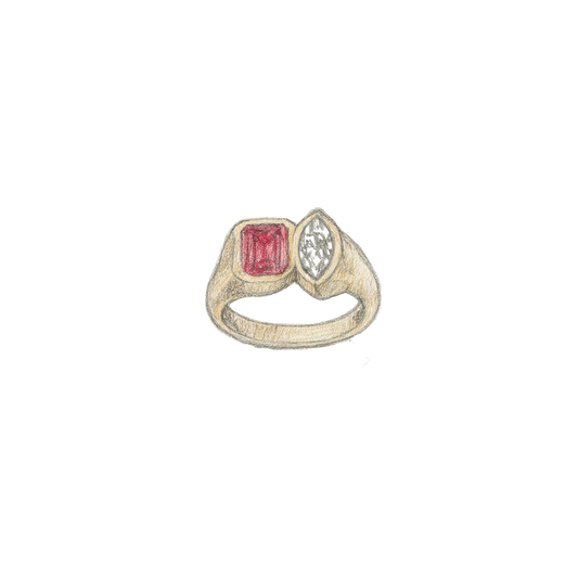 Ruby & Marquise Diamond Tomato Ring