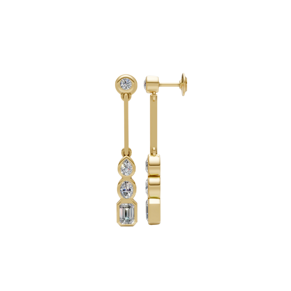 Multi Shape Diamond Bezel Bar Drop – Henri Noël