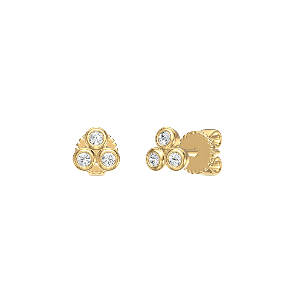 Triple Diamond Bezel Studs