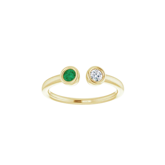 Emerald and Diamond Bezel Pinky Ring