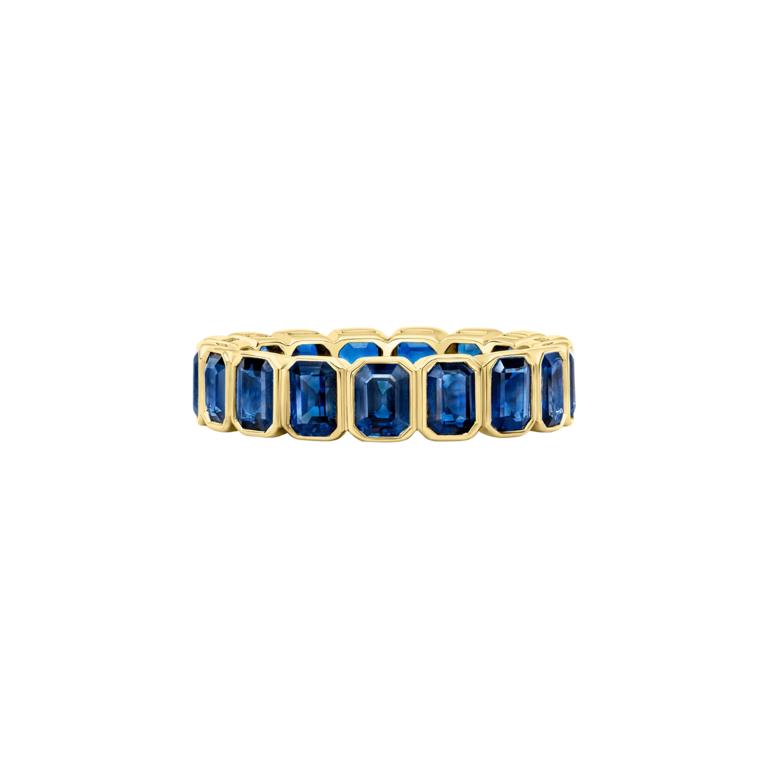 Emerald Cut Gemstone Bezel Eternity Band