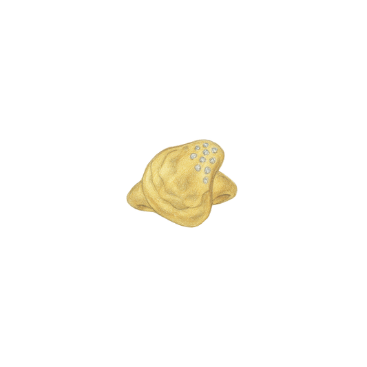 Diamond Shell Signet Ring