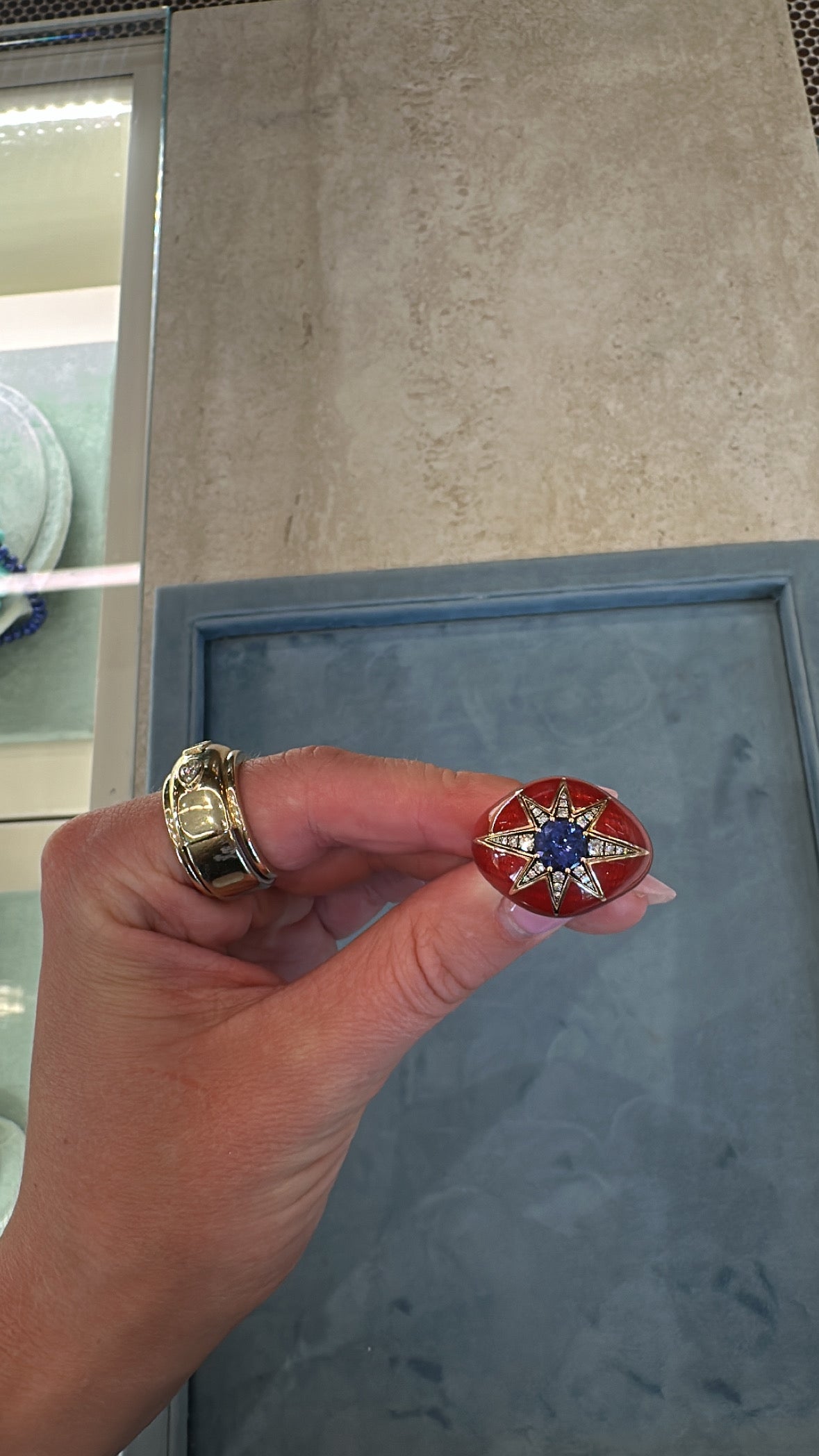 Selim Mouzannar - Aïda Rusty Red Ring with Tanzanite