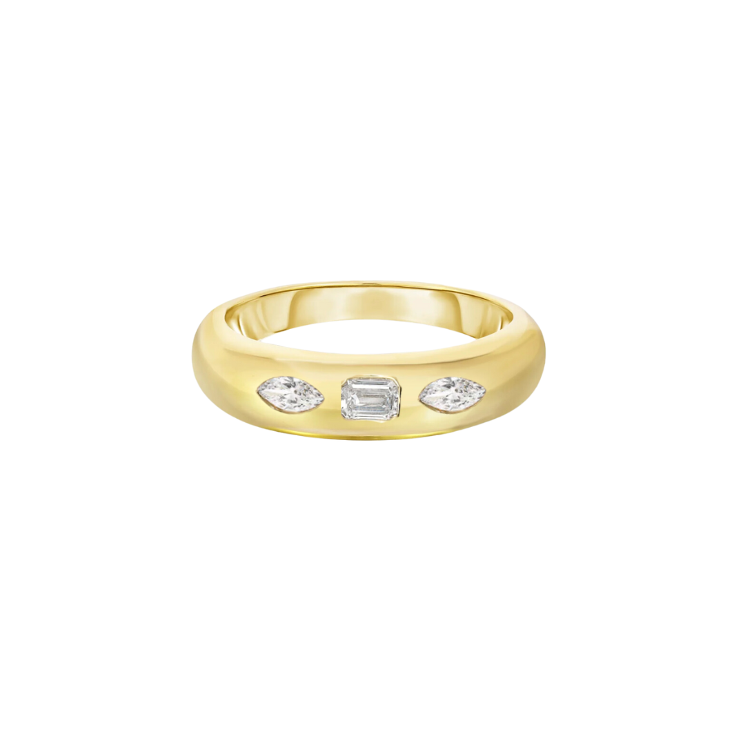 Diamond Three Stone Flush Set Ring