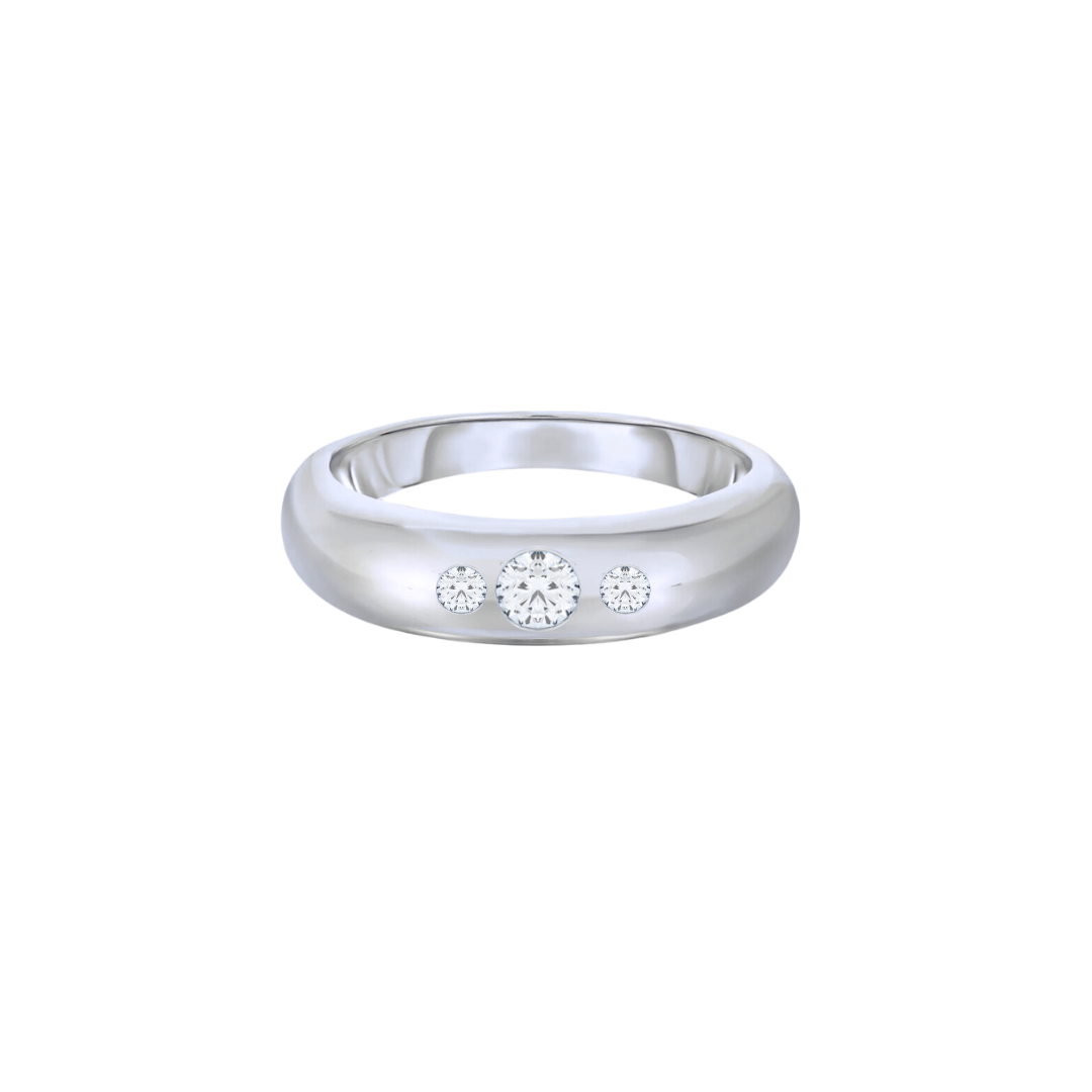 Three Stone Flush Set Pinky Ring